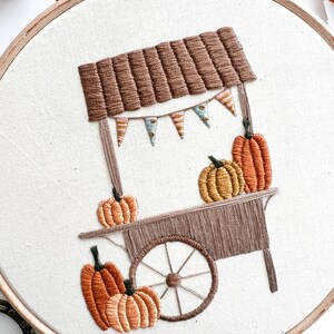 Pumpkin Cart Embroidery Pattern || Autumn/fall Embroidery Hoop Art PDF ...