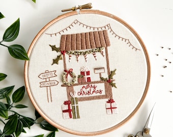 Christmas Stall || Embroidery Hoop Art PDF Pattern with Instructions || Digital Download