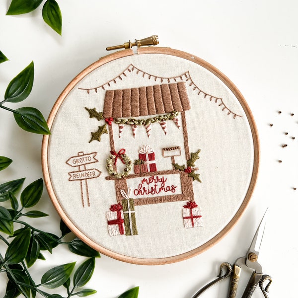 Christmas Stall || Embroidery Hoop Art PDF Pattern with Instructions || Digital Download