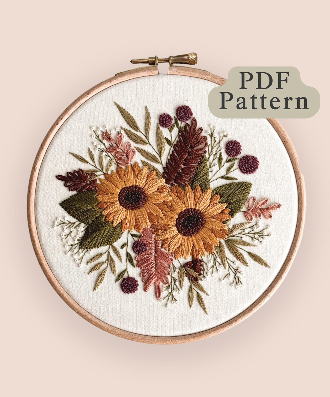 Sunflower Bloom Embroidery Pattern || Embroidery Hoop Art PDF Pattern ...