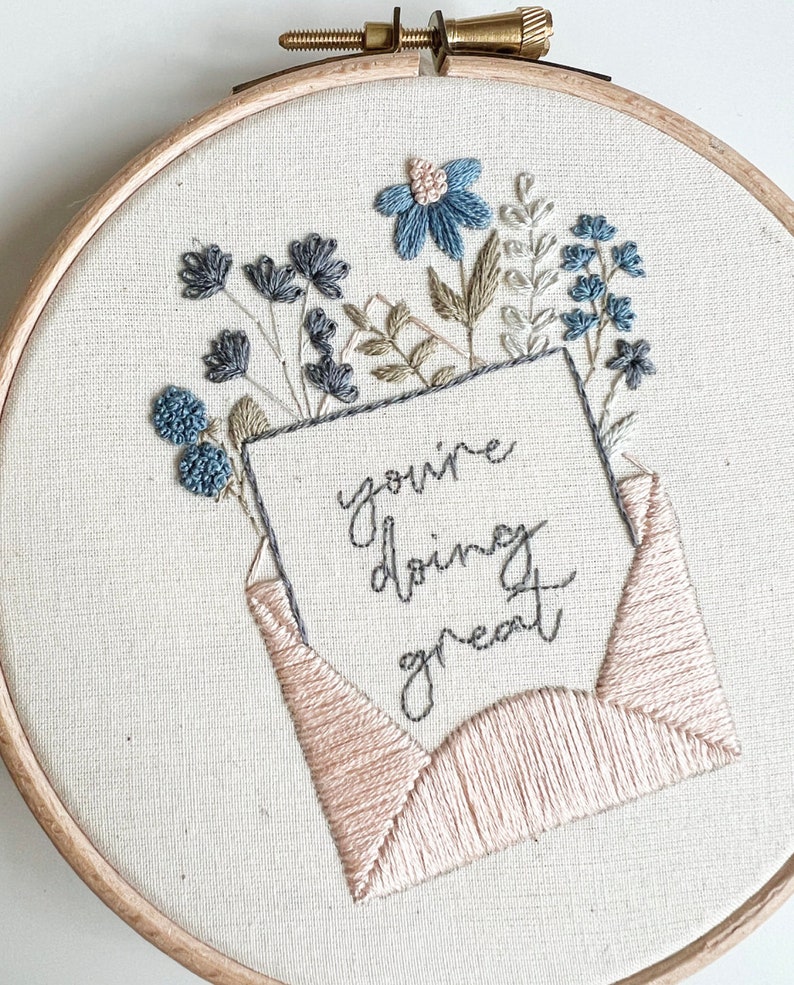 You're Doing Great Embroidery Hoop Art PDF Pattern with Instructions Digital Download image 2