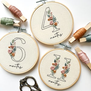 Floral Numbers 0-9 Embroidery Pattern with Phrases Floral Embroidery Hoop Art PDF Pattern with Instructions Digital Download image 3