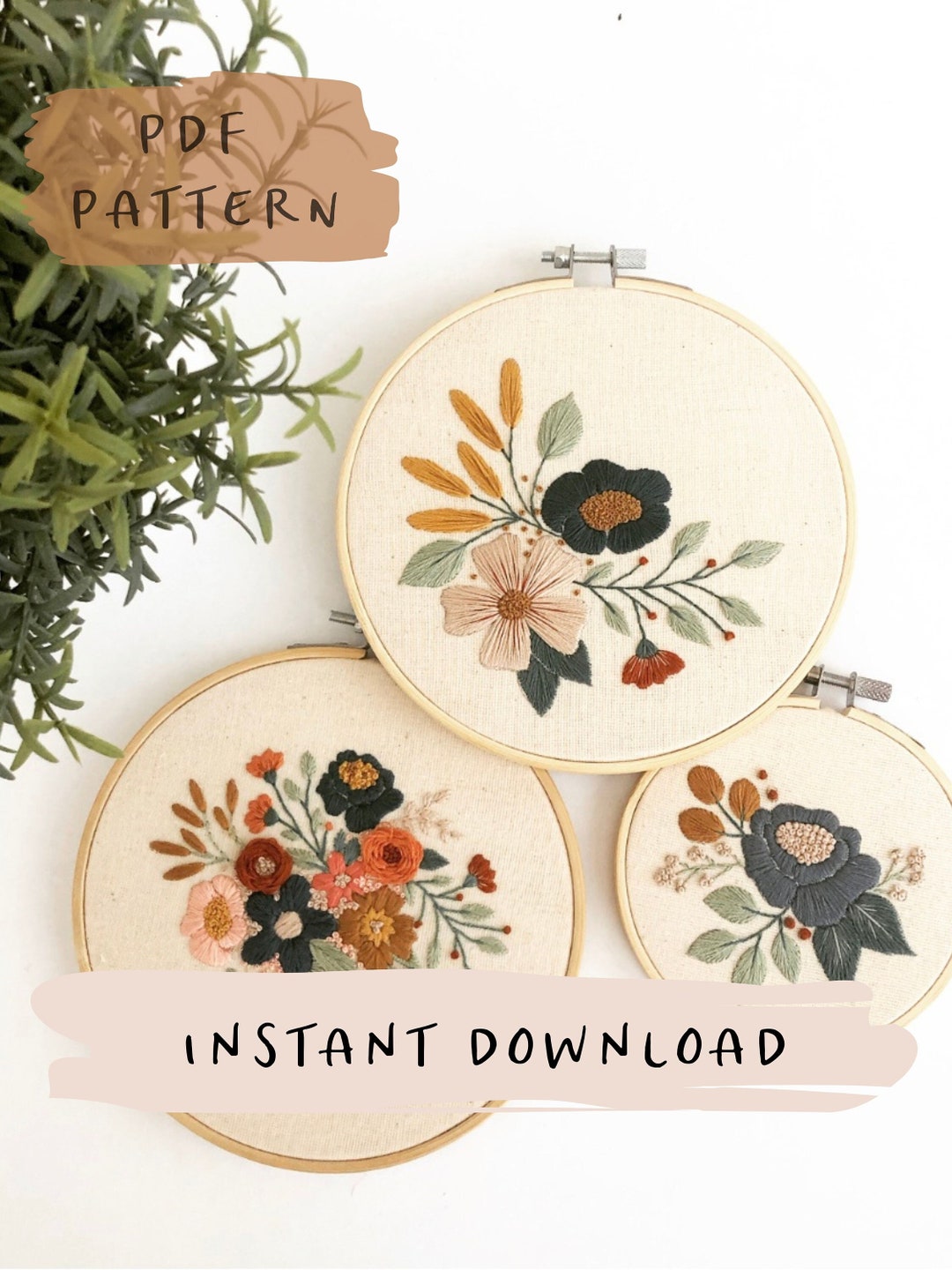 Blooming Beauty Collection || Embroidery Hoop Art PDF Pattern With ...