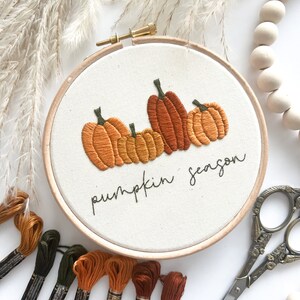 Pumpkin Season Embroidery Pattern || Autumn/fall Embroidery Hoop Art ...