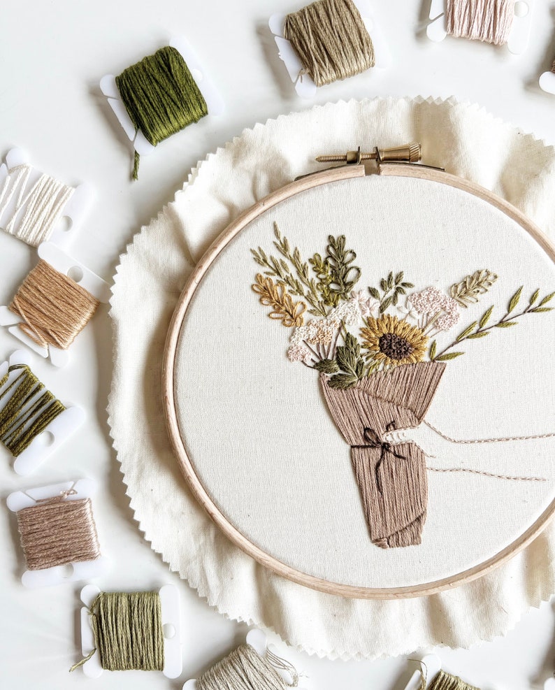 Paper Bouquet || Embroidery Hoop Art PDF Pattern With Instructions ...