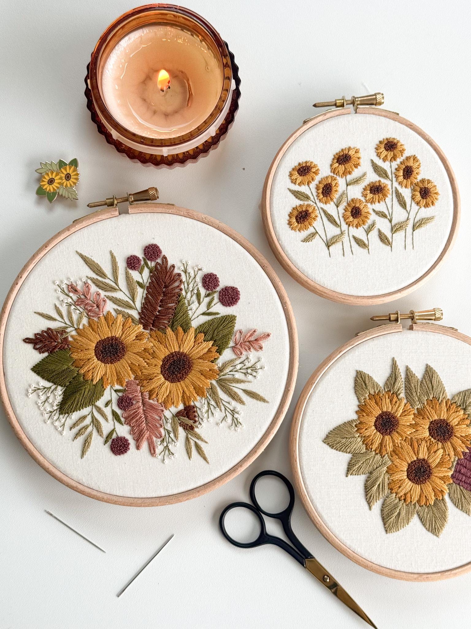 Sunflower Seasons Embroidery Pattern Bundle || Embroidery Hoop Art PDF ...