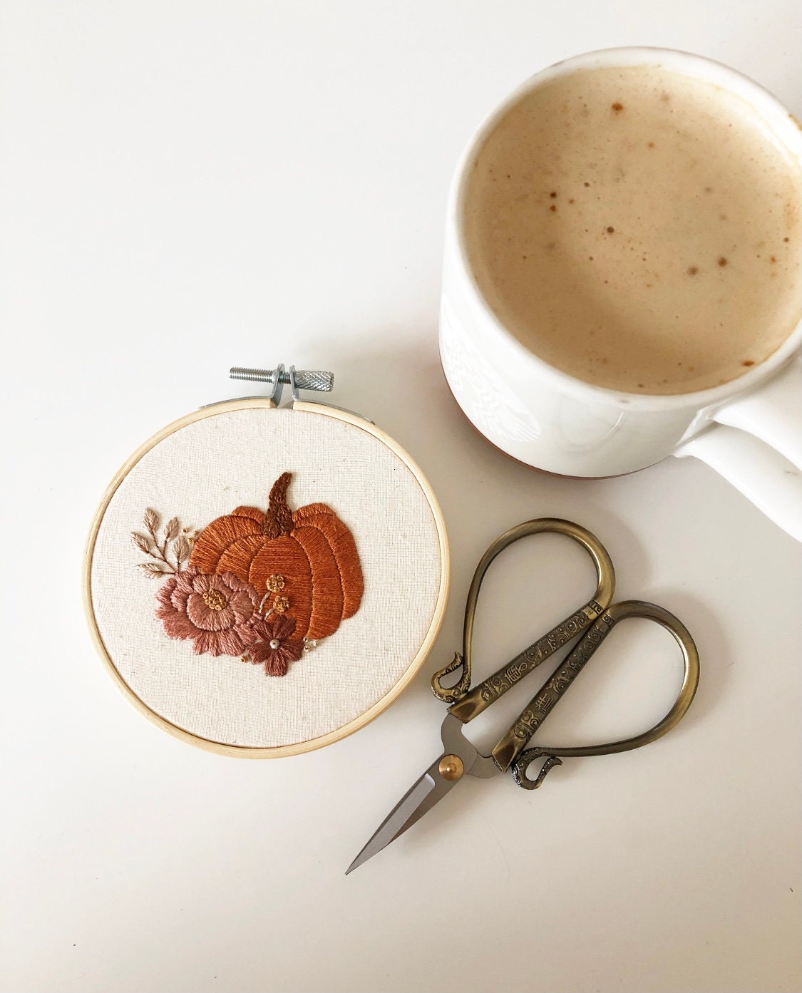 Pumpkin Floral Embroidery Pattern || Autumn/fall Embroidery Hoop Art ...