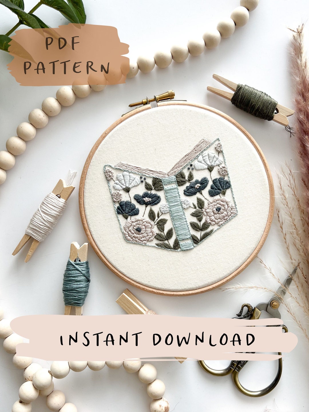 Book of Florals || Embroidery Hoop Art PDF Pattern With Instructions ...