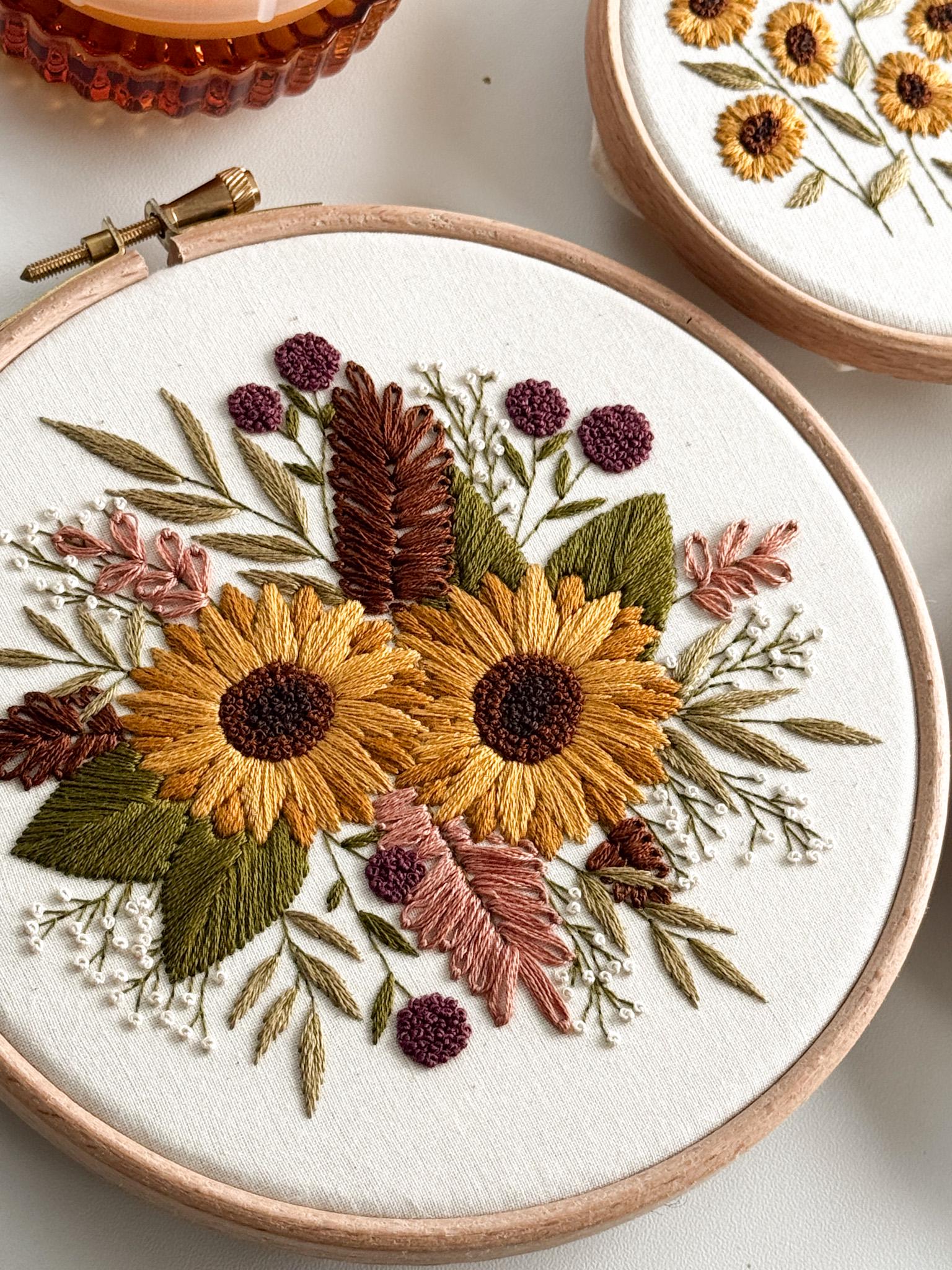 Sunflower Seasons Embroidery Pattern Bundle || Embroidery Hoop Art PDF ...