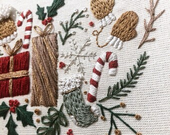 クリスマス コレクション || 刺繍枠アート PDF パターンと説明書