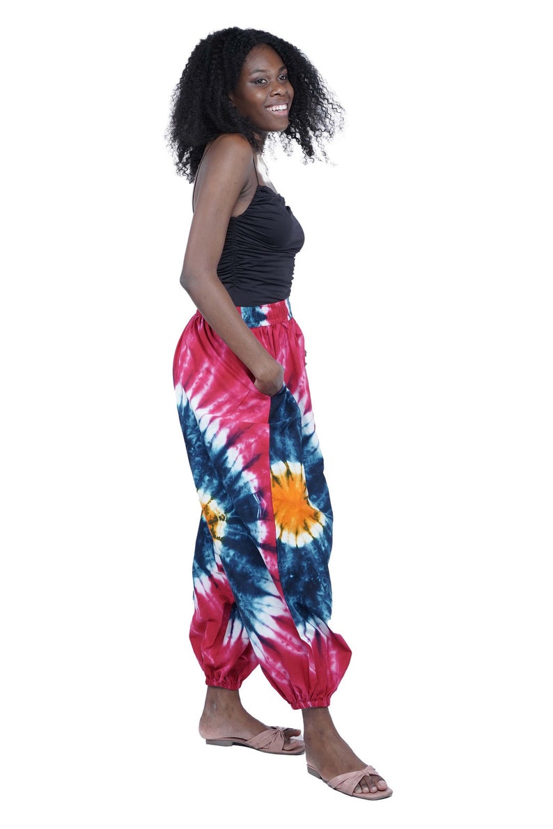 Bold Abstract Tie Dye Bali Pant In Teal & Black main image 1