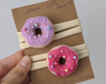 Felt donut headband, Cute toddler sweets headband, Baby girl donut headband, Funny newborn headband, Summer sisters hair accessories gift