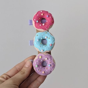 Donut-Haarclips, Sweets-Haarclips, Filz-Haarschmuck, süße Kleinkind-Haarclips, süße Baby-Donut-Clips, Donut-Geburtstag