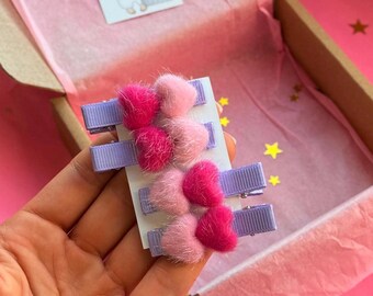 Pink heart  Hair Clips, Heart Hair Clips, Cute toddler hair clip, Felt hair clips, Baby Hair Clip, Non Slip Hair Clips, Pink Heart barrette