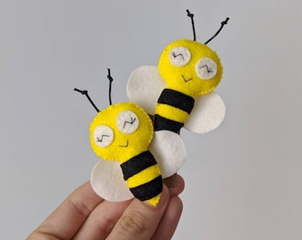 Bumblebee Hair Clip, Felt Bee Barrette , Toddler Hair Accessories, Kawaii Bee Gift Girl, Summer Animal Hair Bow Kids