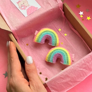 Felt rainbow hair clip, Cute toddler hair clips, Rainbow headband, Summer barrettes, Rainbow bow, Colorful hair clips, Kawaii hair clips