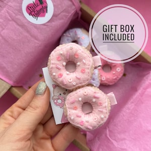 SET 2 Donut Hair Clips, Sweets felt hair clips, Donut girl costume, Cute toddler pastel hair clips, Kawaii donut barrette, Donut baby outfit
