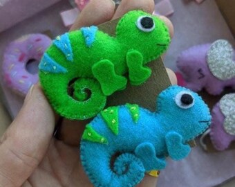 Green Chameleon Hair Clip, Cute toddler hair clip, Felt animals hair clips, Chameleon pin, Green barrette, Funny chameleon hair bands