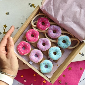 Donut hair clips SET, Sweets hair clips, Felt hair accessories, Cute toddler hair clips, Kawaii baby girl alligator clips, Donut first party