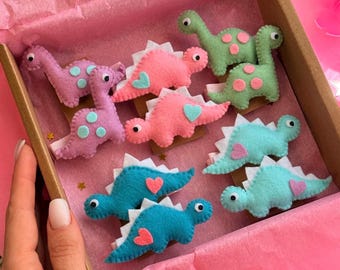 Dinosaur Hair Clips SET, Dino lovers gift for girls, Dino birthday theme gift, Toddler Hair Clip, Spinosaurus hair clips, T-rex  barrettes