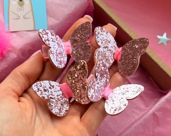 Schmetterling Haarspangen 2er Set | Pink Bug Haarspangen | Handmade Pastell Baby Geschenk - süße Haarschleifen für Mädchen | Kleinkind-Haarschmuck |