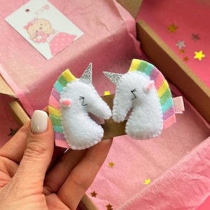 Unicorn hair clips, Unicorn birthday party, Unicorn lovers outfit ties, Cute toddler hair clips, Unicorn lovers gift idea, Kawaii hair clips