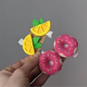 Donut hair clip, Lemon hair clip, Cute hair clips, Toddler hair clip, Summer hair clip, Donut barrette, Funny hair clip, Fruit hair clips