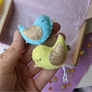 Vogel Haarspange, Filz Tier Haar-Accessoires für Kleinkinder, niedliche Frühling Haarspangen, lustige Haarspangen, handgemachte erste Spangen, Kawaii Haarspangen