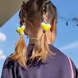Heart Ukraine hair clip, Felt toddlers hair clips, Cute summer hair clips, Funny hair clips, Handmade first clip, Kawaii hair clips