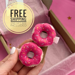 Pink donut hair clips or headbands, Donut girl costume, Toddler summer hair clips, Cute hair clips, Donut lovers gift,  Donut theme birthday