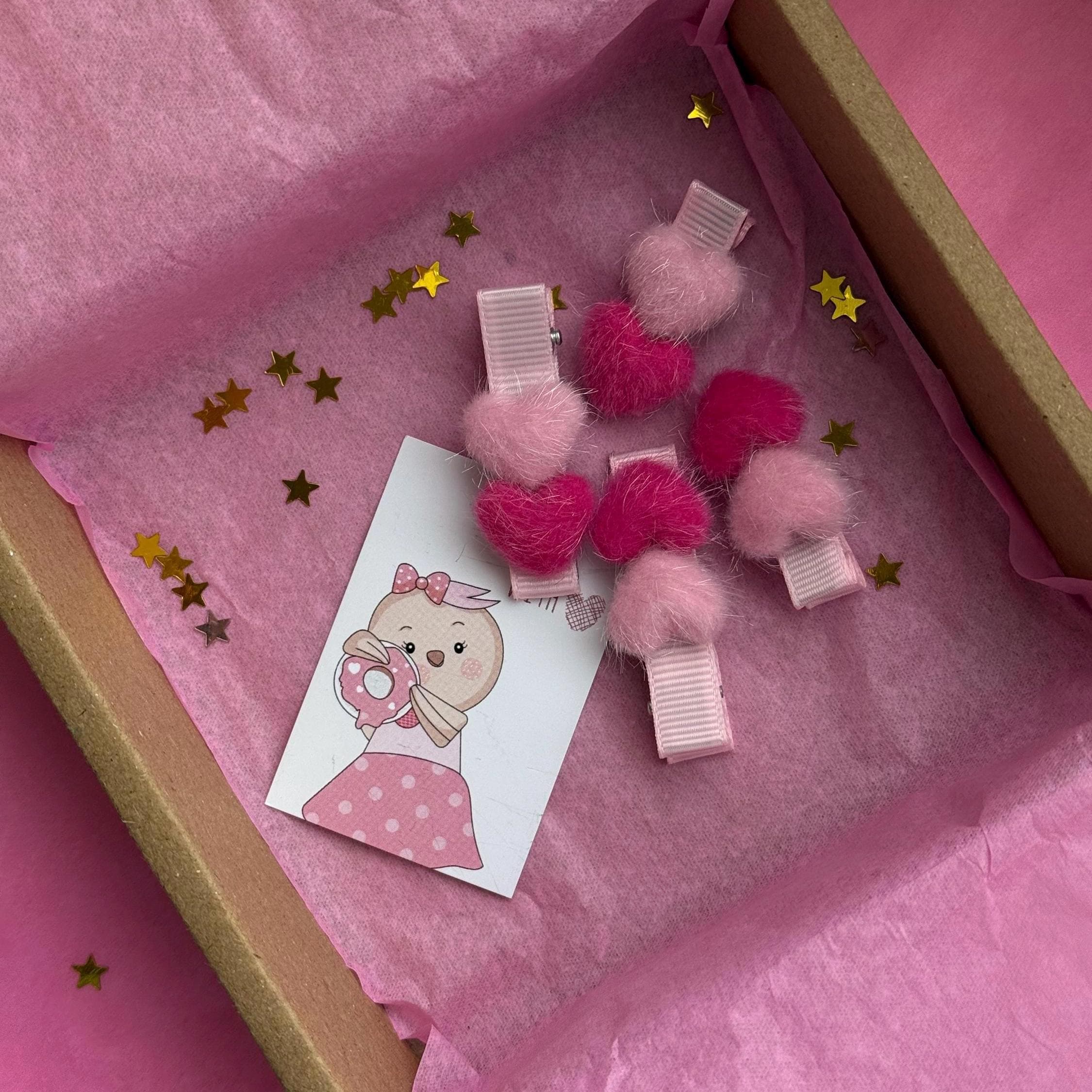 Pink Heart Valentines Hair Clip, Velvet Heart Hair Clips 