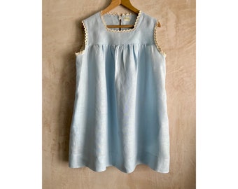 Womens SHORT Rosetta nightdress in powder blue size S/M (uk 8-12)