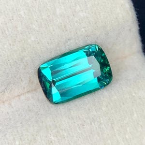 Blue Lagoon Tourmaline Loose Gemstone For Jewellery , Perfect Cushion Cut Faceted Blue Tourmaline For Ring Making , 1.55 CT