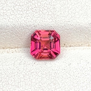 Wild Strawberry Pink Tourmaline Loose Gemstone Jewelry Making , Tourmaline Gemstone , Faceted Tourmaline Ring Stone, Asscher Shape, 1.25 CT