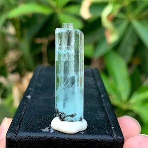 Top Quality Aquamarine Crystal With Step Wise terminations , DNA Helix , Aquamarine Specimen , With Rare Columbite - 5.24 Gram