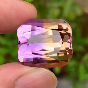 Bolivian Ametrine Rich Color Gemstone For Jewelry Making , Cushion Shape Natural Ametrine Gemstone , Bi Color Gemstone , 36.30 CT