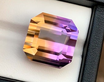 Pietra preziosa di ametrina boliviana, taglio smeraldo, quarzo bicolore (34,20 ct)