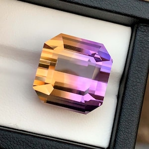 Natural Bicolor Bolivian Ametrine Rich Color Gemstone For Jewelry Making , Emerald Shape Cute Ametrine Gemstone for Necklace , 34.20 CT