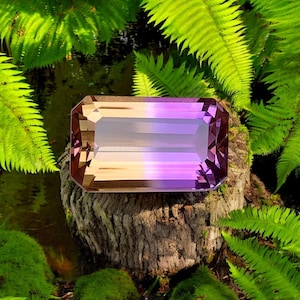 Natural Bi Color Bolivian Ametrine Rich Color Gemstone For Jewelry Making , Emerald Shape Ametrine Gemstone for Necklace , 16.35 CT