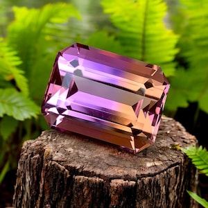 Bolivian Ametrine Rich Color Gemstone For Jewelry Making , Emerald Shape Natural Bi Color Ametrine Gemstone for Necklace , 29.50 CT