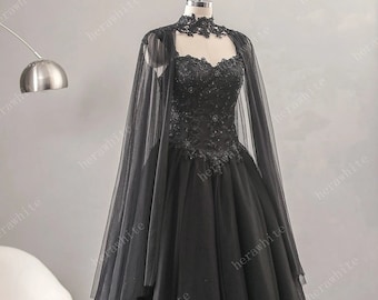 Gothic Unconventional/Non Traditional, Black cape, Gothic Black Cape, High Collar cape, Bridal cape, alternative  black cape.