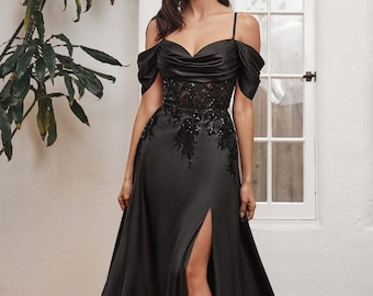 Stunning, alternative Black Gown, Off the shoulder, Ball gown Gothic Unconventional Wedding Dress. Ready to ship.