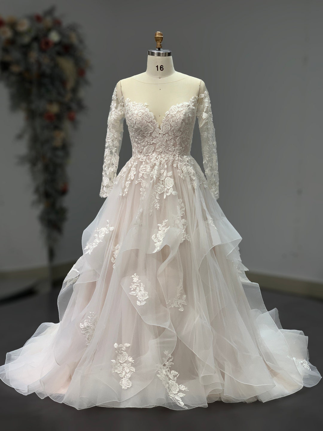 Short Wedding Dresses Ruffle Ball Gown With Long Sleeves main image 0