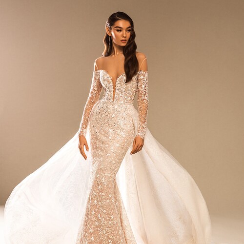 attached skirt wedding dress