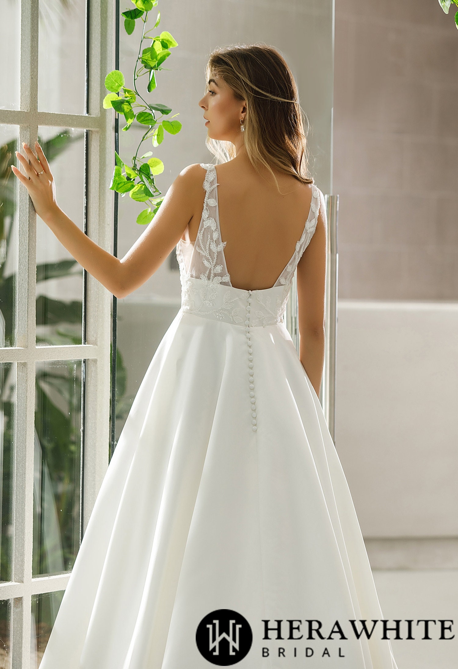 Simple Satin Classic A Line Wedding Dress. Plus Size Available - Etsy