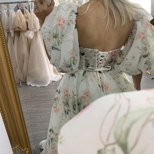 Romantic Botanical/ Floral off the shoulder, Modern Ball gown Wedding dress, image 4