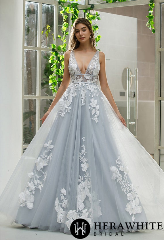 grey wedding dress