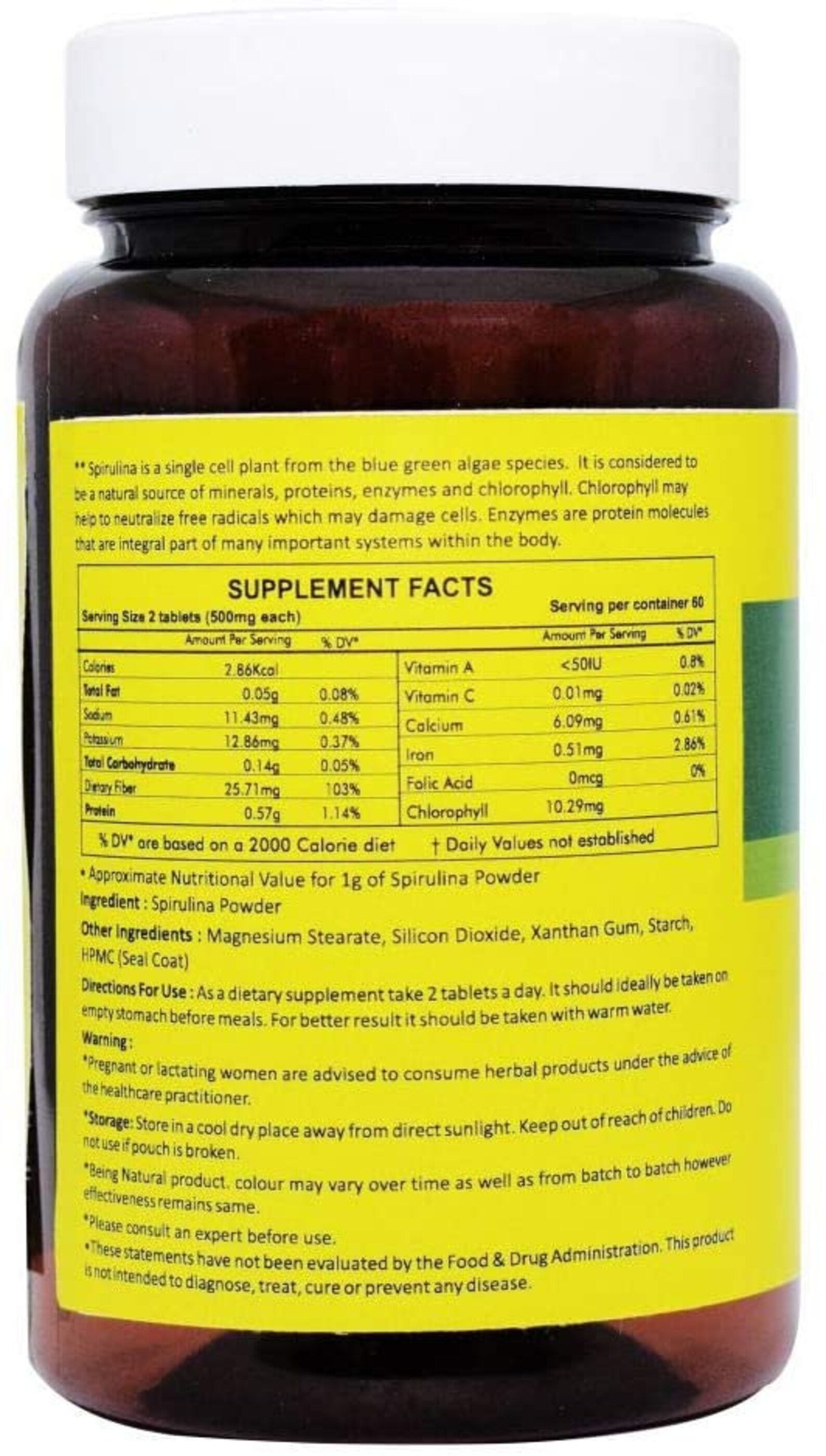 Herbal Hills spirulina tablet 1000 mg spirulina powder 120 Etsy