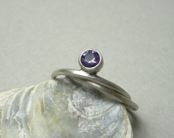 Silver Ring Duo, Amethyst