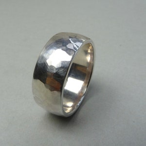 Fair trade wedding rings, silver 953, strong hammer blow image 4